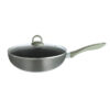 Masflex 32 cm / 3 Liter Aluminum Non-Stick Platinum Induction Wok with Glass Lid NK-P708