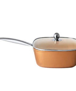 Masflex 24 cm / 3.5 liter  Aluminum Non-Stick Square Copper Casserole with Glass Lid NK-SC