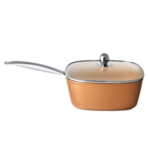 Masflex 24 cm / 3.5 liter  Aluminum Non-Stick Square Copper Casserole with Glass Lid NK-SC