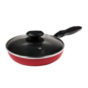 Masflex 24 cm Aluminum Non-stick Classic Frypan With Glass Lid (Induction Ready-Suitable for all stovetops) NS-CX-802/RED