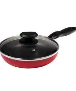 Masflex 26 cm Aluminum Non-stick Classic Frypan With Glass Lid (Induction Ready-Suitable for all stovetops) NS-CX-803/RED