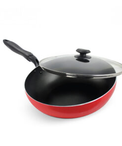 Masflex 24 cm Aluminum Non-stick Classic Stir Frypan With Glass Lid (Induction Ready-Suitable for all stovetops) NS-CX-805/RED