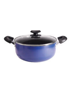 Masflex 20 cm / 2 Liter Capacity Aluminum Non-stick Classic Dutch Oven with Glass Lid (Induction Ready-Suitable for all stovetops) NS-CX-808/BLUE