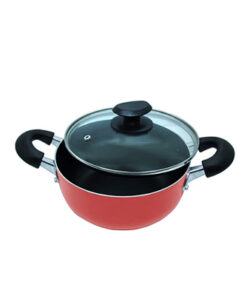 Masflex 20 cm / 2 Liter Capacity Aluminum Non-stick Classic Dutch Oven with Glass Lid (Induction Ready-Suitable for all stovetops) NS-CX-808/RED