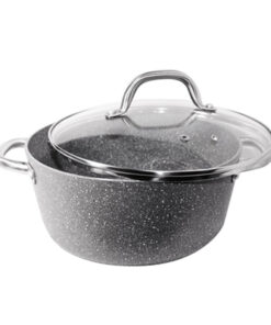 Masflex 24 cm / 4.5 Liter Capacity Aluminum Non-stick Stone Forged Casserole with Lid (Induction Ready - Suitable for all stovetops) NS-FG57