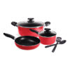 Masflex Aluminum Non-Stick 7 piece Cookware Set  (Induction Ready-Suitable for all stovetops) X -RM-7PC/RED