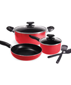 Masflex Aluminum Non-Stick 7 piece Cookware Set  (Induction Ready-Suitable for all stovetops) X -RM-7PC/RED