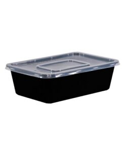 Rectangular Black Body and Clear Lid 1200ml