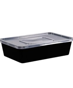 Rectangular Black Body and Clear Lid 1600ml