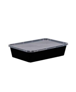 Rectangular Black Body and Clear Lid 500ml