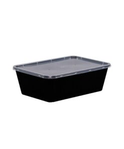 Rectangular Black Body and Clear Lid 750ml