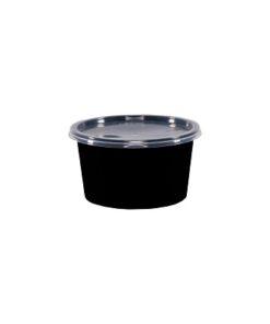 Round Black Body and Clear Lid 500ml