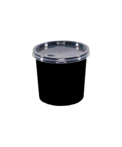 Round Black Body and Clear Lid 850ml