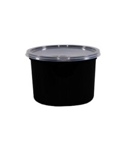 Round Black Body and Clear Lid 1200ml